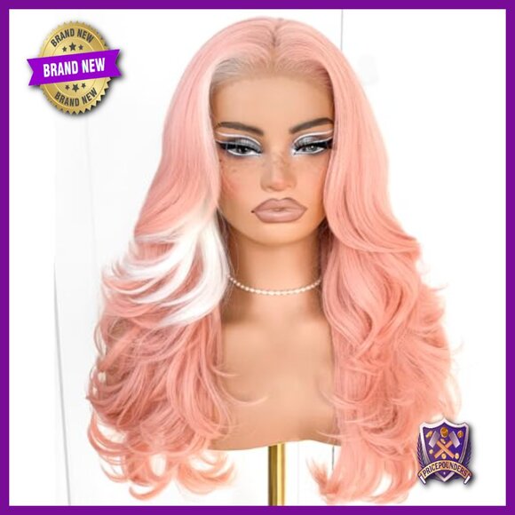 13x6 Glueless HD Lace Front Wig, Preplucked Synthetic Hair, Voluminous Layers
